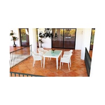 Bintaşmobilya Süt Beyaz Dış Mekan Masa Sandalyesi Beyaz