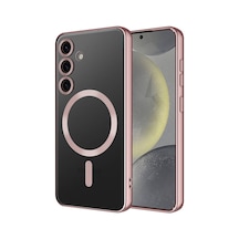Zore Galaxy S24 Kılıf Kamera Korumalı Magsafe Wireless Şarj Özellikli Nvth Demre Kapak - Rose Gold