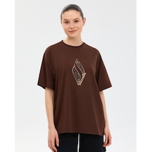 Skechers W Oversize Fit Graphic T-shirt Kadın Kahverengi Tshirt S2610050-2210