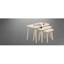 Zigon Osm Class Tabla Ayak Sehpa Parlak Krem Kayın Retro A