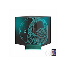 Luvivia Dj Müzik Kulaklık Saatli 3d Lamba - Masa Gece Lambası Şeffaf