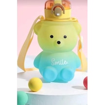 Smile Ayıcık Model Su Matarası Su Şişesi Suluk 800 Ml Bpa Free Suluk Çocuk Okul Suluk Sarı Plastik Diğer