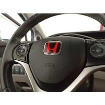 Honda Civic İes Makyajlı-fd6-fb7 Fc5 Fk7 Uyumlu Kırmızı Direksiyon Logosu 5x4 Cm Kırımızı
