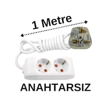 İngiliz Erkek Türk Dişi Universal Priz Dönüştürücüsü Uzatmalı 2 Li 1 Metre