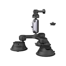Pgytech Hero 13/12 İçin Caplock Üçlü Vantuz Tutucu, Djı Osmo 360/action 6/pocket 4/3 İçin, 1/4"-20 Dişli Adaptörlü, Insta360 Ace Pro 2/x5/one Rs İçin Aksiyon Kamerası