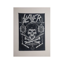 Metallica Slayer Siyah Beyaz Logolu Desenli Tasarım Duvar Halısı