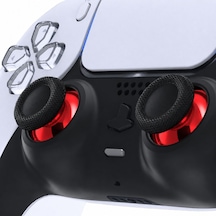 2 Adet Ps5 Analog Topuz Kırmızı Krom Başlık Playstation 5 Kol Tamir Yedek Parça Siyah