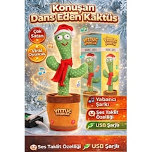 Dans Eden Kaktüs Oyuncak, Konuşan Kaktüs Ses Tekrar Eden 120 Şarkılı Peluş Kaktüs Oyuncak Çok Renkli
