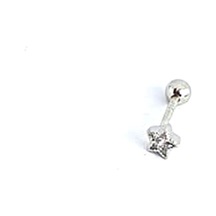 Zirkon Taşlı 925 Ayar Gümüş Yıldız Figürlü Tragus Piercing Gümüş
