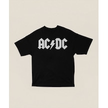 Rock Metal Ac Dc Müzik Grubu Baskılı Oversize Unisex Tişört Siyah