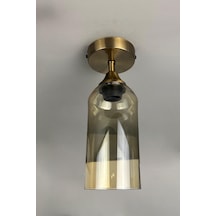 Windy Cam Bal Rengi Tekli Piramit Plafonyer Başlık Retro Salon Aydınlatma Bal