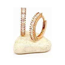 Baget Kesim Taşlı Gümüş Rose Küpe N11.15617