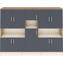 Arges Dolap 14 Raflı 10 Kapaklı 220x30x163 Çam-antrasit/aytaşı Antrasıt/aytası - Atlas Çam