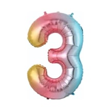 34" Folyo Rakam 76cm "3" Gökkuşağı / Rainbow Gökkuşağı