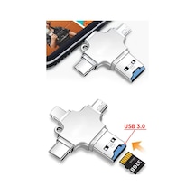 4ın1 Usb Çoklayıcı Tüm Cihazlara Uyumlu Usb Sd Kart Okuyucu Telefon Metal Çevirici Adaptör