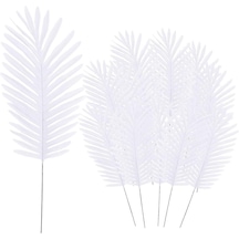 12li Bağ Yapay Çiçek Beyaz Areka Yaprağı Yapay Yaprak Plastik Palmiye Yaprağı