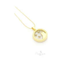 Ikizler Burcu Zarif Kolye-2 Gold Beyaz