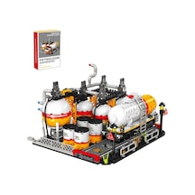 City Gas Station 743 Parça Modüler Kimya Tesisi Yapı Seti Tank + Laboratuvar Jj9223