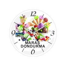 Maraş Dondurma Çap 30cm Sessiz Akar Bombeli Gerçek Cam Duvar Saati Çok Renkli