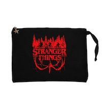 Stranger Things 4 Siyah Clutch Astarlı Cüzdan / El Çantası Siyah