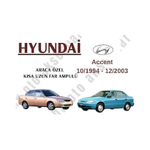 Hyundai Accent 1994 - 2004 Araca Özel Kısa Uzun Far Ampulü H4