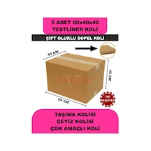 5 Adet 60x40x40 Ev Taşıma Kolisi, Çeyiz Kolisi, Boş Koli, Çift Oluklu Tssst Dopel