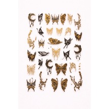 Gold & Black Gothic Butterfly Nail Art Sticker Sw-cs062