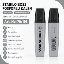 Boss Fosforlu Kalem 1 Adet Metin İşaretleme Kalemi Koyu Gri