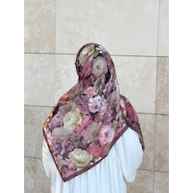 Qalortex Scarf Pamuklu Gonca Desen Eşarp - Gül Kurusu