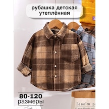 Liwen Kids Bebekler İçin Ekose Desenli, Oversize, Sıcak Tutan Çocuk Gömleğ 444067812 Koyu Kahverengi