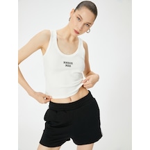 Koton Fitilli Atlet İşleme Detaylı U Yaka Slim Fit Pamuklu Ekru 4sal30261ık Ekru