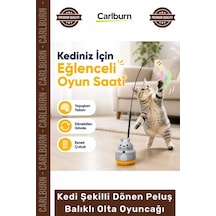 Özel Üretim İnteraktif 360 Dönen Yapışkanlı Eğitici Kedi Şekilli Dönen Peluş Balıklı Olta Oyuncağı