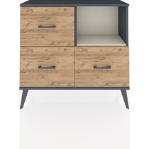 Arges Şifonyer Tek Raflı 3 Çekmeceli 88x30x80 Antrasit-aytaşı/çam Aytaşı/çam