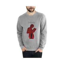 Death Note The Book Baskılı Gri Erkek Örme Sweatshirt
