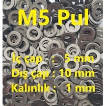 M5 Pul - İç Çap:5mm-dış Çap:10mm-kalınlık:1mm - 50 Adet