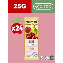 Mixmey Bee Polen Vişne Meyve Barı 24 Adet | Atıştırmalıklar – Glutensiz Koruyucusuz 25gr X 24 Adet