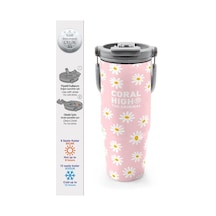 Coral High Papatya Desenli Pipetli Ve Direkt İçim Çelik Termos 900 Ml 38701 Çok Renkli