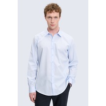 Hatemoğlu Mavi Slim Fit Slim Yaka Pamuklu Uzun Kollu Gömlek
