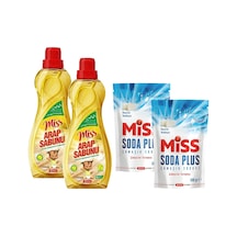 Miss Soda Plus Beyaz Sabun Kokulu Çamaşır Sodası 500 Gr Ve Arap Sabunu 1 Lt 4 Lü Set