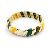 Mineli Lastikli Bilezik - Yeşil Çok Renkli