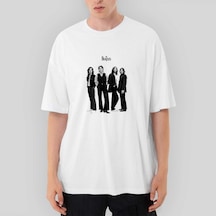 The Beatles Grup Oversize Beyaz Tişört Beyaz