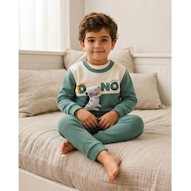 Karacon Baby Alt Üst Takım Erkek Bebek Yeşil 3d Dinozor Aplikeli 2 Parça