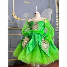 Star Kids Fashion Kız Çocuk Yeşil Tinker Bell Kostümü, Kız Çocuk Peri Kostümü, Kanatlar Hediyedir