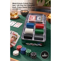 2 Adet Poker Seti Metal Kutulu Çuhalı Oyun Seti, 120 Chip Ve 2 İskambil Kartı, Poker Game Chip Set