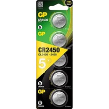 Gp Batteries Cr2450 2450 Boy Lityum Düğme Pil, 3 Volt, 5'li Kart