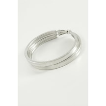 Ezme Noktalı Halka Küpe 5 Cm-gümüş Rengi N701 Diğer