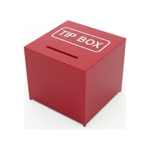 Kare Tipbox - Bahşiş Kutusu Kırmızı - 14x14xh13cm