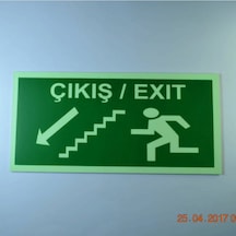 Fosforlu Yön Levhası | Acil Çıkış Sola Aşağı Merdiven