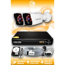 Elitcam 2 Kameralı Kare 2 Dış Kamera Set 320 GB HDD Full HD Gece Görüşlü Güvenlik Kamerası Sistemi