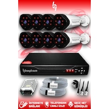 Bayicam 8 Kameralı Uzay 8 Dış Kamera Set HDD'siz Full HD Gece Görüşlü Güvenlik Kamerası Sistemi